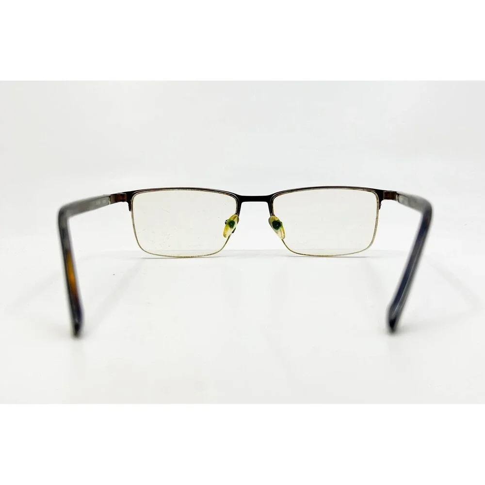 Bulova Alcova Eyeglasses Mens Brown Half Rim Square Frame 54-18-140